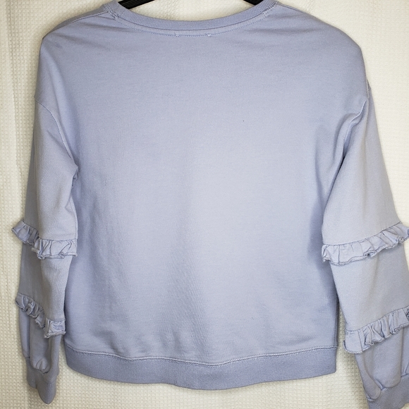 Kate Spade Girls Size 10 Pastel Purple Lavender Cat Ruffle Sweatshirt Top - Picture 4 of 4